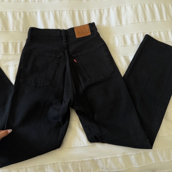 Levi’s Ribcage Straight Black High Rise Jeans Size 24 - Picture 5 of 7